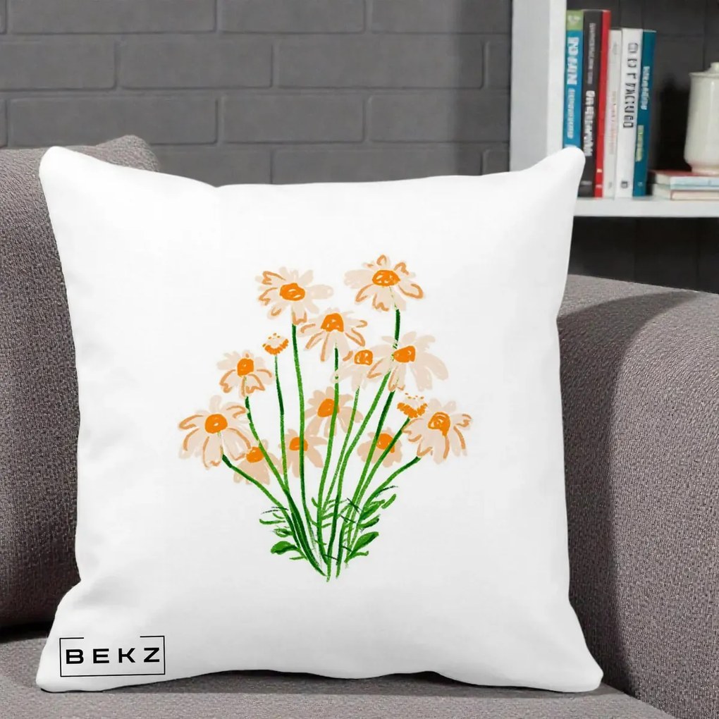 Perna Decorativa Margarete Camp, 40x40 cm, Alba Mata, Husa Detasabila, Perna Inclusa, BEKZ®