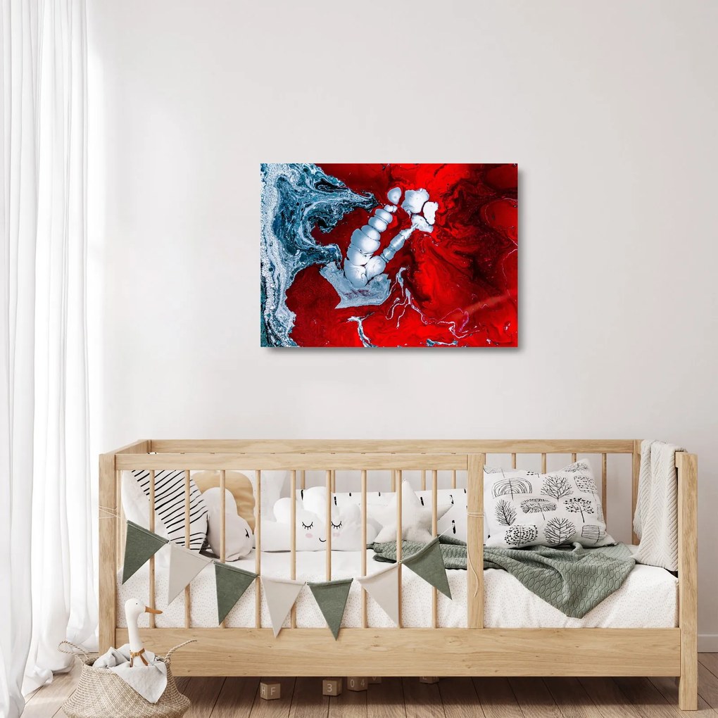 Tablou pe sticlă cu pete abstarcte (70x50 cm)