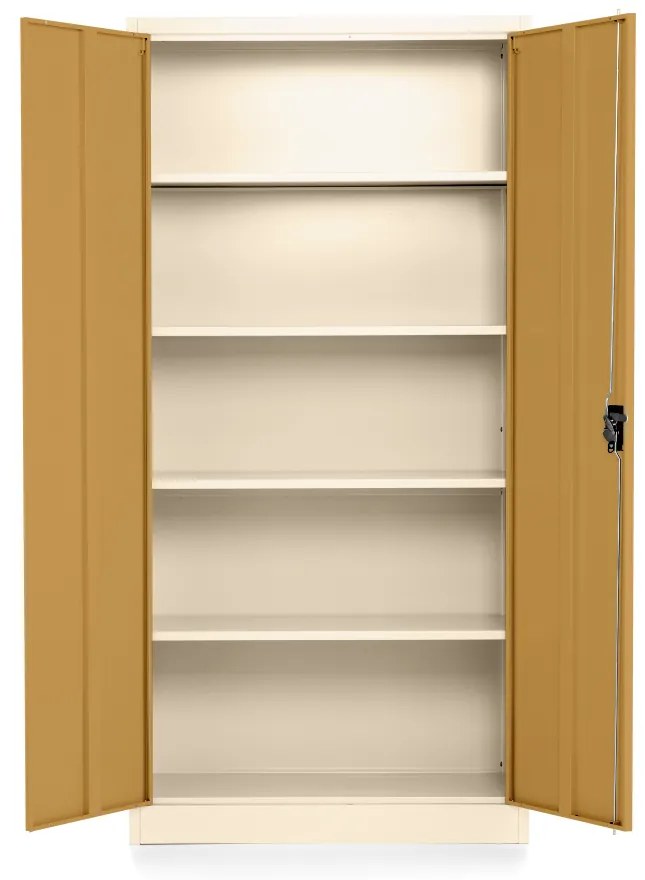 Dulap metalic universal cu imitație de lemn, 90 x 40 x 185 cm, încuietoare cu cilindru, nuc / ral 9003
