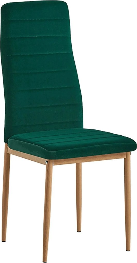 Scaun COLETA NOVA, verde smarald/stejar, stofa catifelata/metal, 41x49