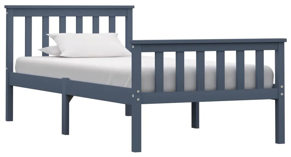 vidaXL Cadru de pat, gri, 100 x 200 cm, lemn masiv de pin