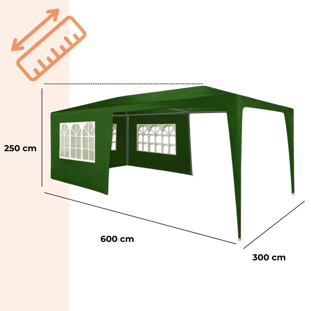 Cort de petrecere NEAPOL, 3x6m, verde Jurhan