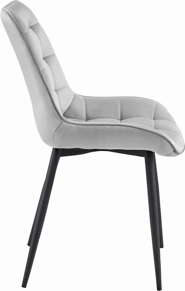 Scaun din catifea BERA gri deschis cu picioare negre