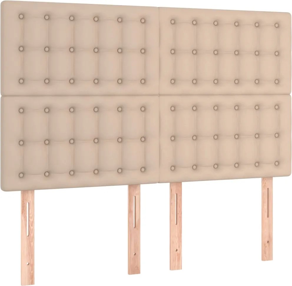 vidaXL Tăblie de pat Cappuccino 144x5x118/128 cm piele ecologică