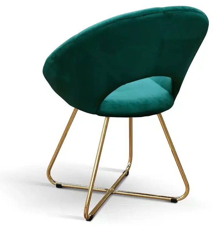 SET 2 Scaune Iris, structura metalica aurie, tapiterie catifea - ALBASTRU