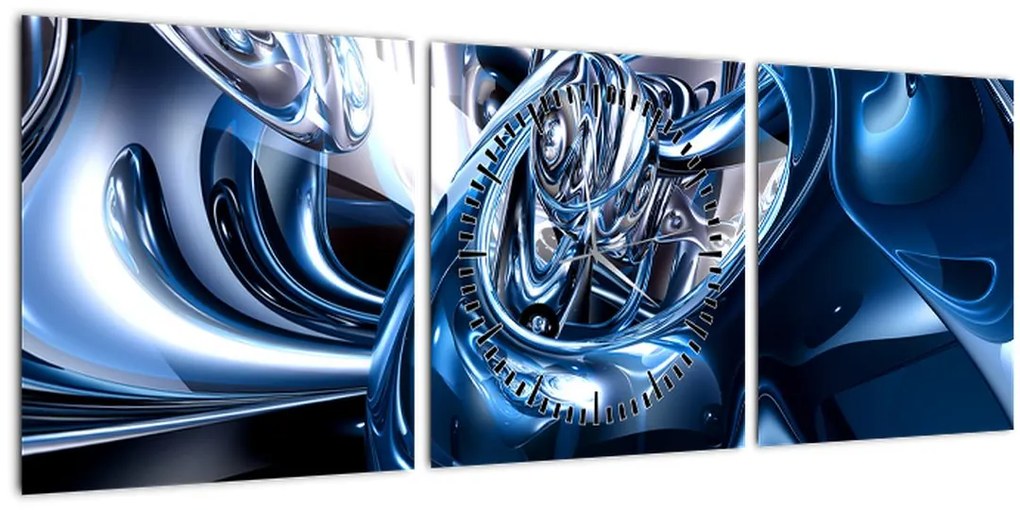 Tablou cu abstracție - cercuri (cu ceas) (90x30 cm)