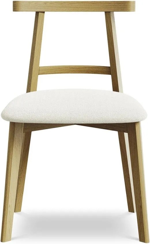 Scaun de dining crem din lemn masiv Ohelo – Makamii