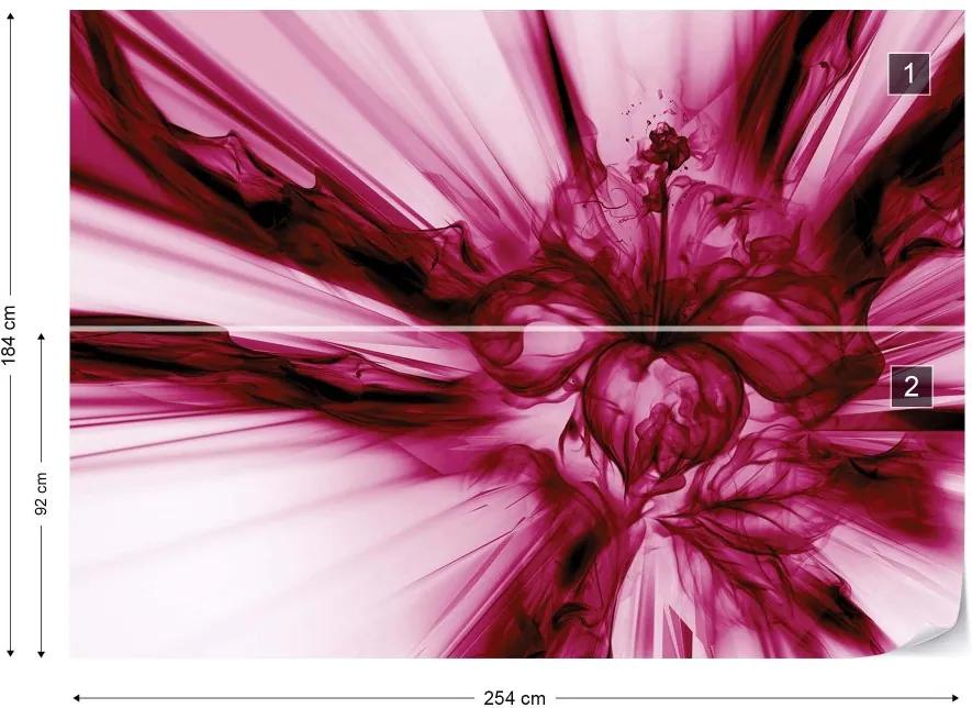 GLIX Fototapet - Abstract Floral Art Pink Light Vliesová tapeta  - 254x184 cm