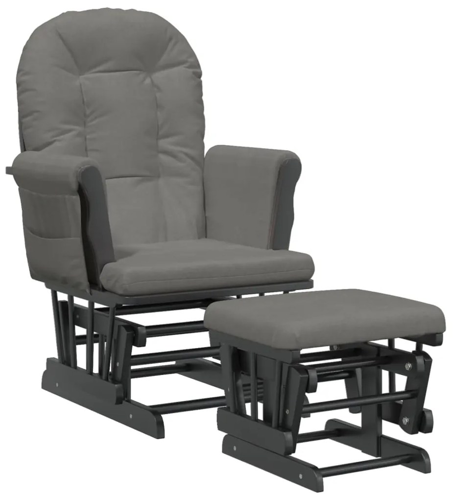 351667 vidaXL Scaun de relaxare glisant cu taburet, gri închis, textil