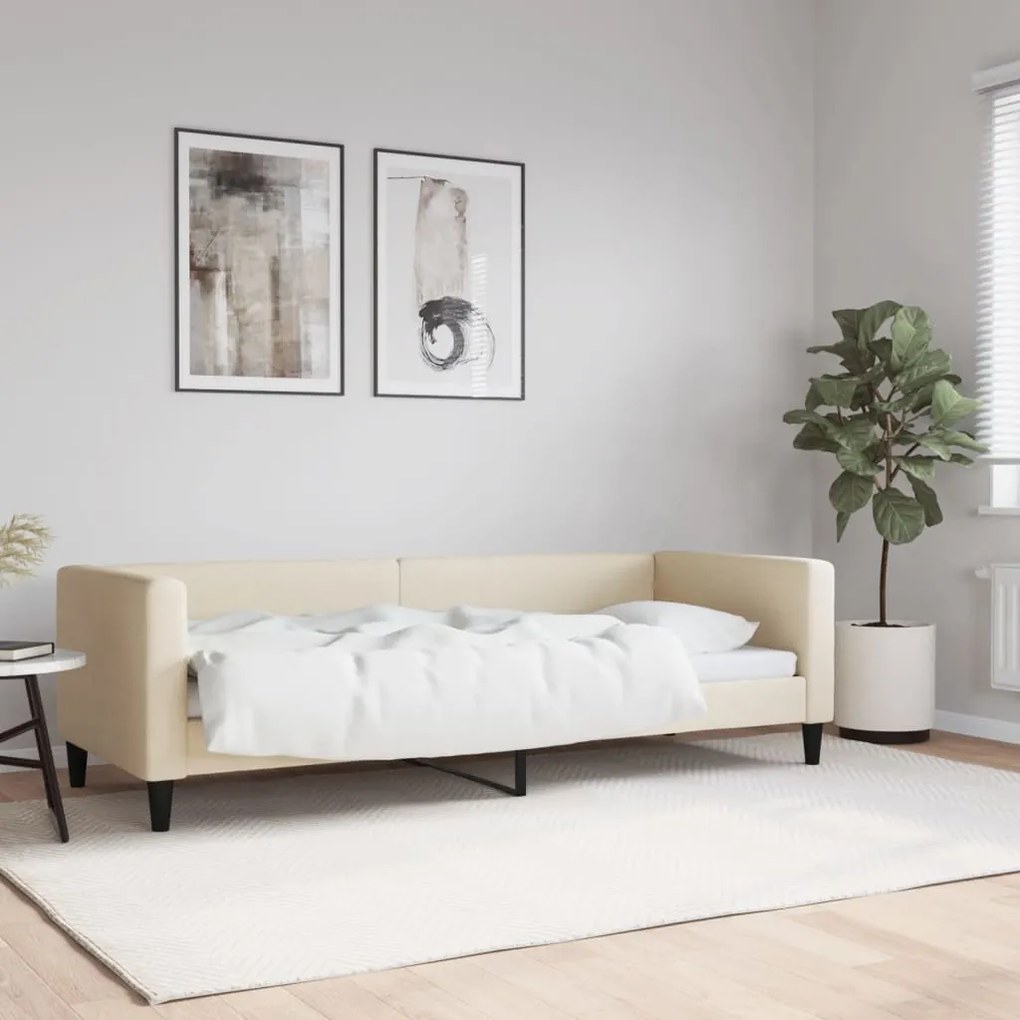 353982 vidaXL Pat de zi, crem, 80x200 cm, material textil