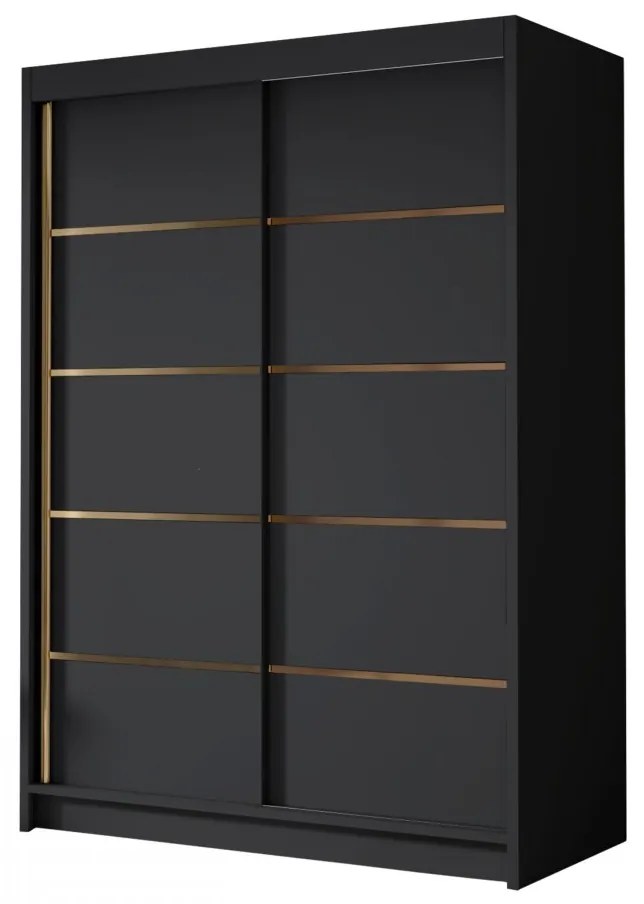 Dulap de haine cu uși culisante Varentona IV 120 (Alb + Negru + auriu) . Promo -17%. 1105760
