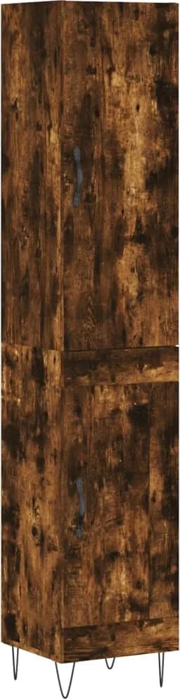 vidaXL Dulap înalt, stejar fumuriu, 34,5x34x180 cm, lemn prelucrat