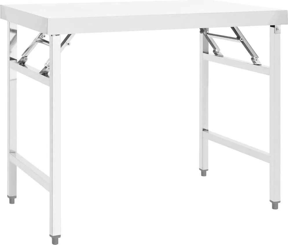 vidaXL Masă lucru bucătărie pliabilă, 100 x 60 x 80 cm oțel inoxidabil