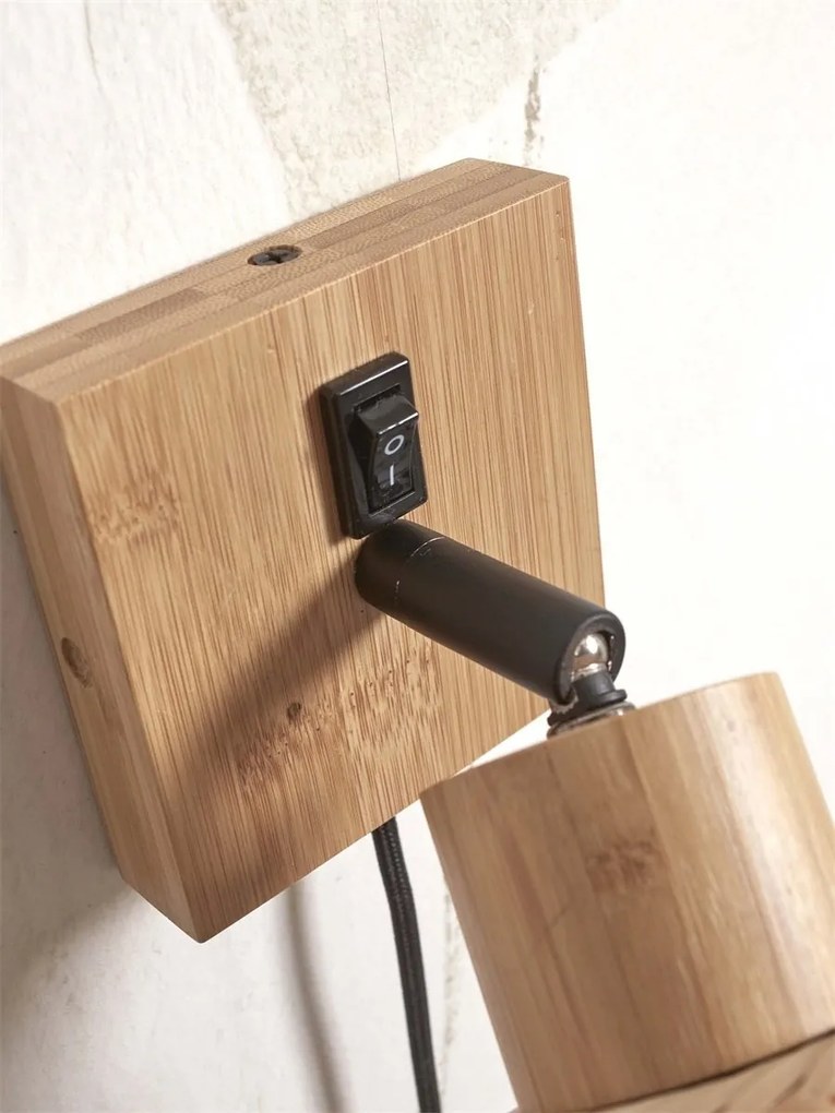 Aplica de perete eco din bambus Java nat/15x17, bl./nat