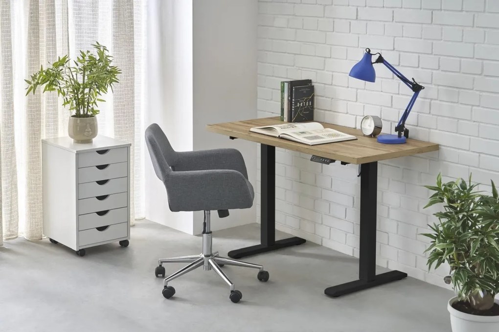 Masa de birou cu functie de reglare a inaltimii B54 stejar artizan/negru L120 cm