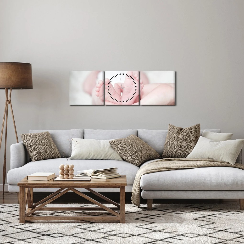 Tablou cu piciorușele de copilaș (cu ceas) (90x30 cm)