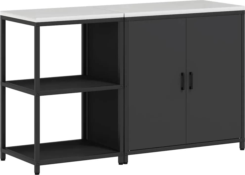 vidaXL Set de depozitare pentru bucătărie cu raft cu ușă 2 pcs Negru