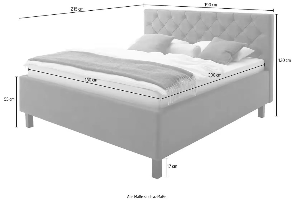 Pat boxspring 180x200 cm, somiere, saltele incluse, culoare gri antracit