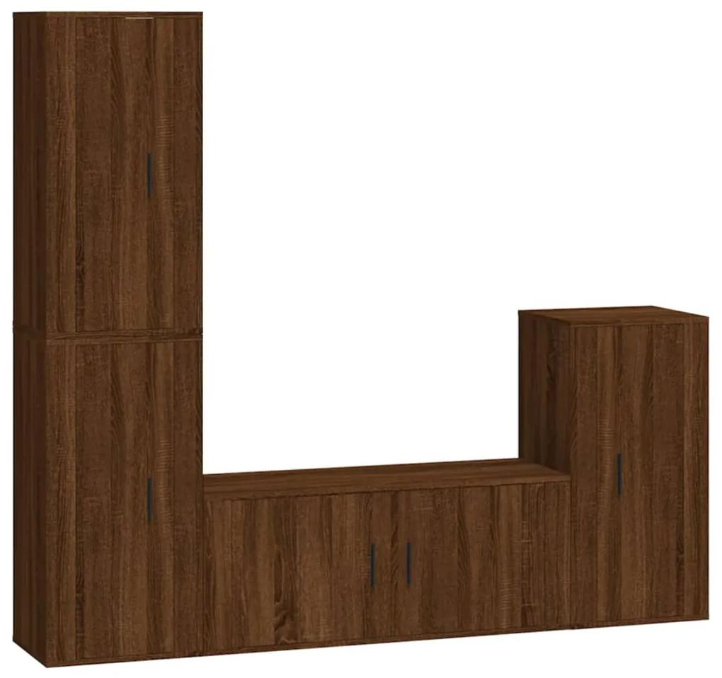 3188597 vidaXL Set dulapuri TV, 4 piese, stejar maro, lemn prelucrat