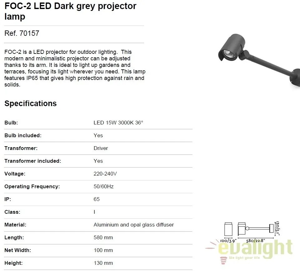 Aplica tip proiector LED iluminat exterior design modern FOC-2 70157