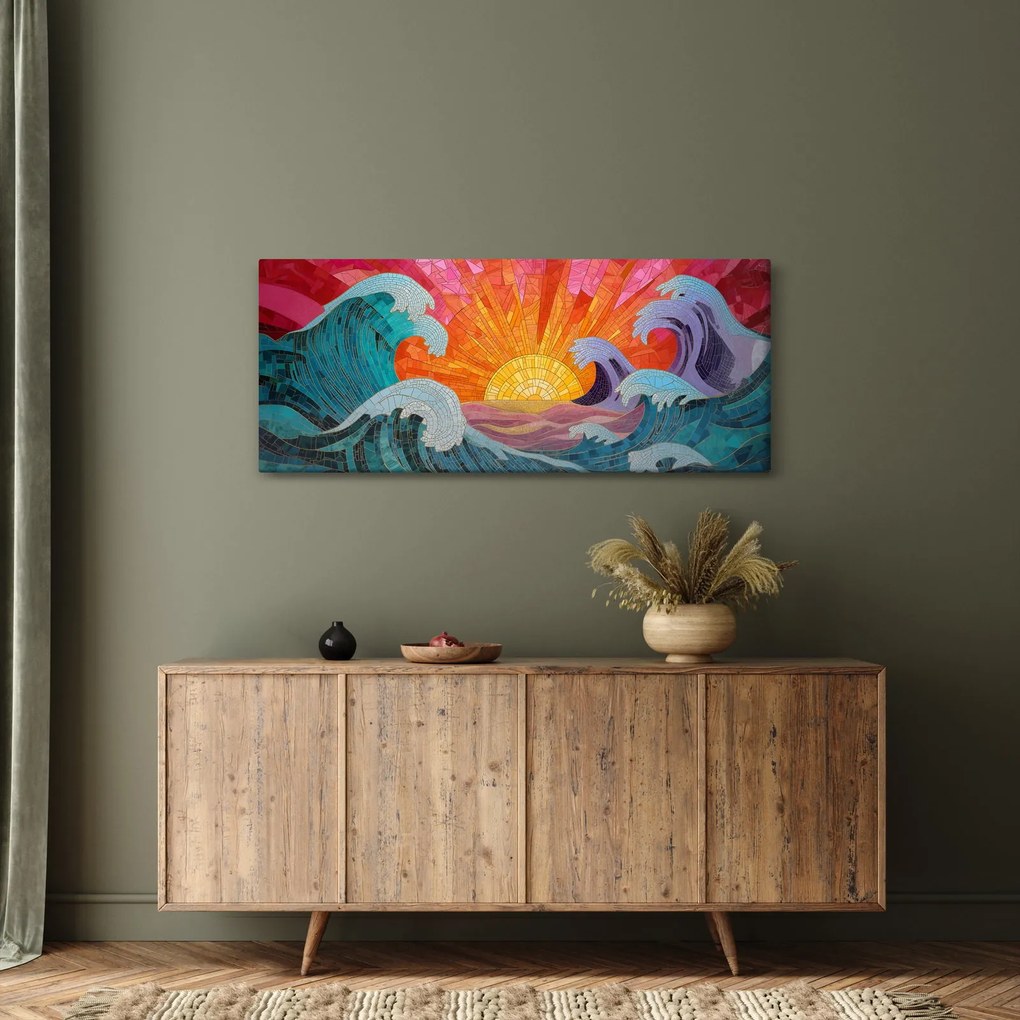 Tablou - Mozaic de valuri (120x50 cm)