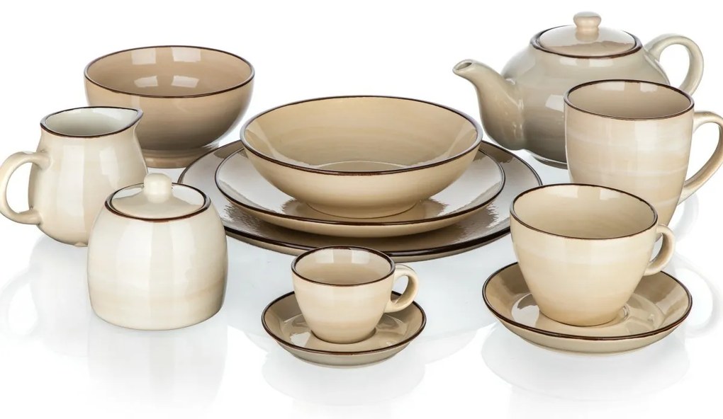 Banquet Set of 6 shallow plates Palas 27 cm, cream