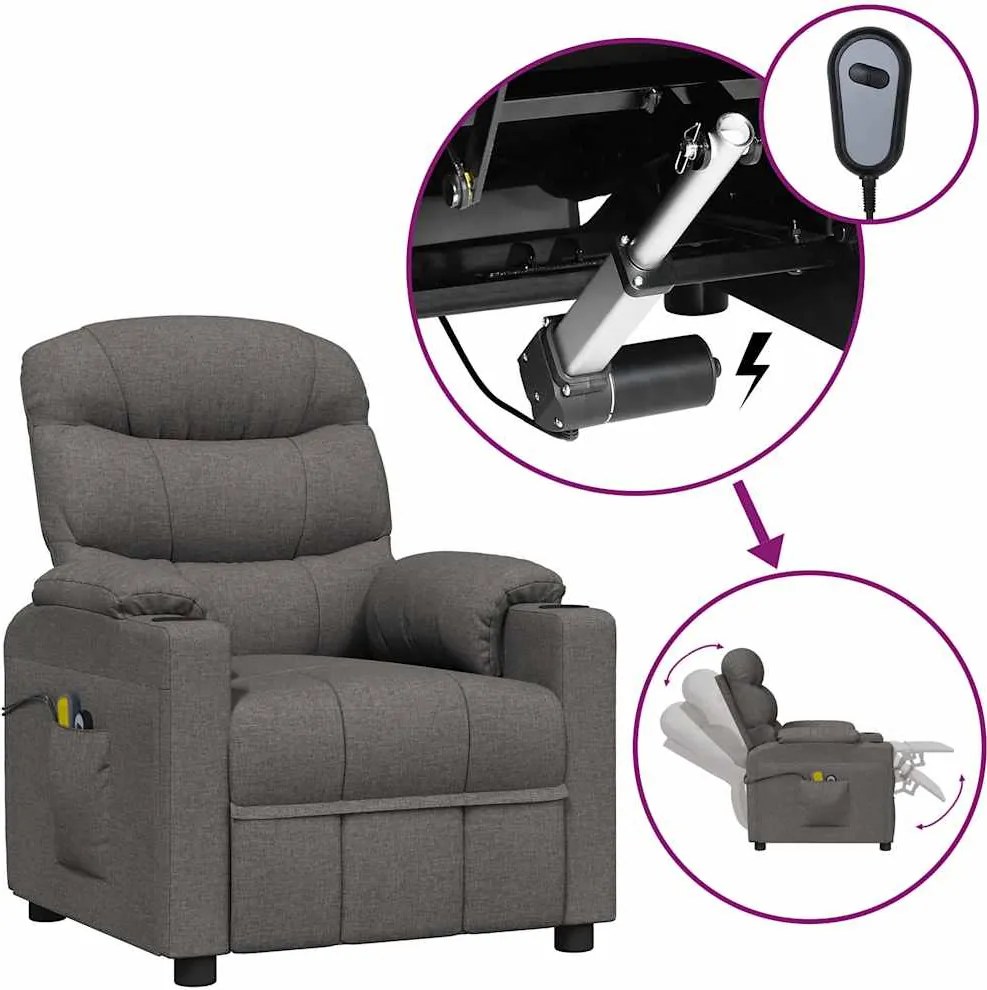 vidaXL Fotoliu de masaj electric rabatabil, gri închis, textil