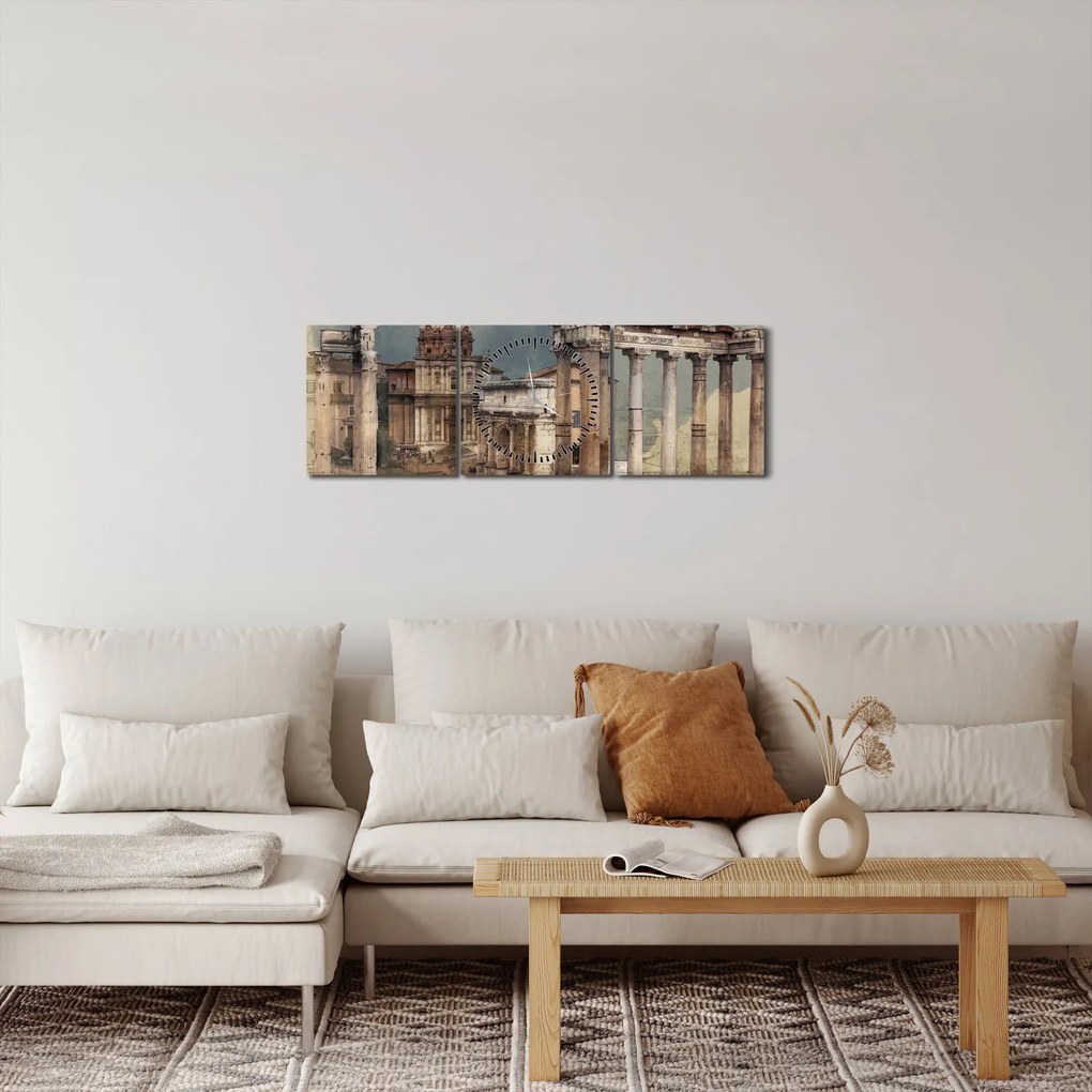 Tablou - Forumul Roman, Roma, Italia (cu ceas) (90x30 cm)