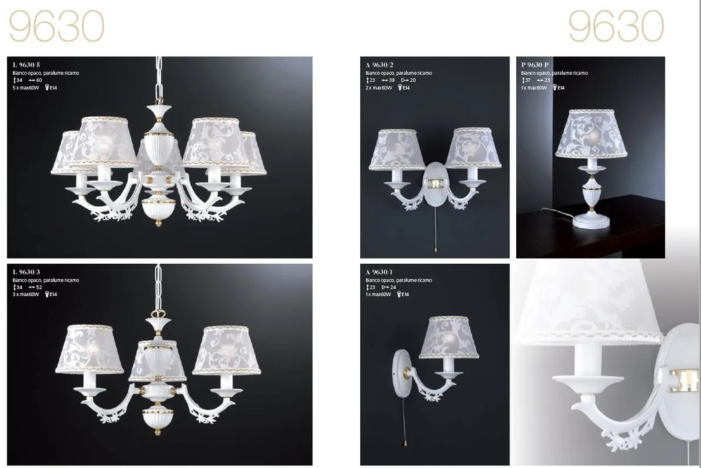 Aplica de perete cu 2 brate design italian din alama cu metal alb 9630
