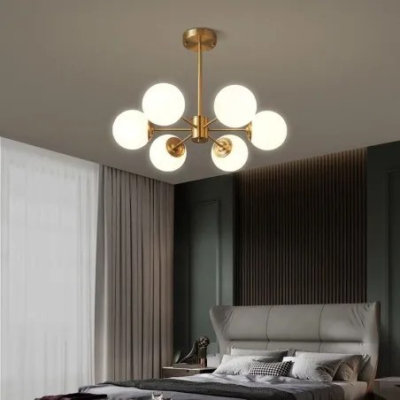Lustra LED Mordern 6 Glob, Acril alb Mat Elit'S