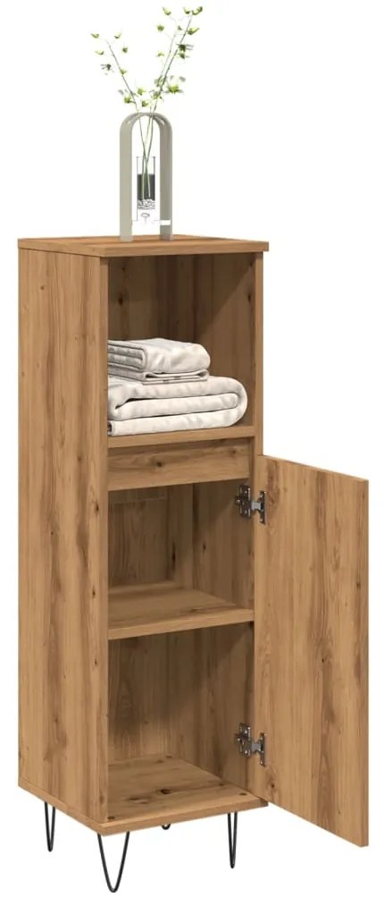 vidaXL Dulap de baie, stejar artizanal, 30x30x100 cm, lemn prelucrat