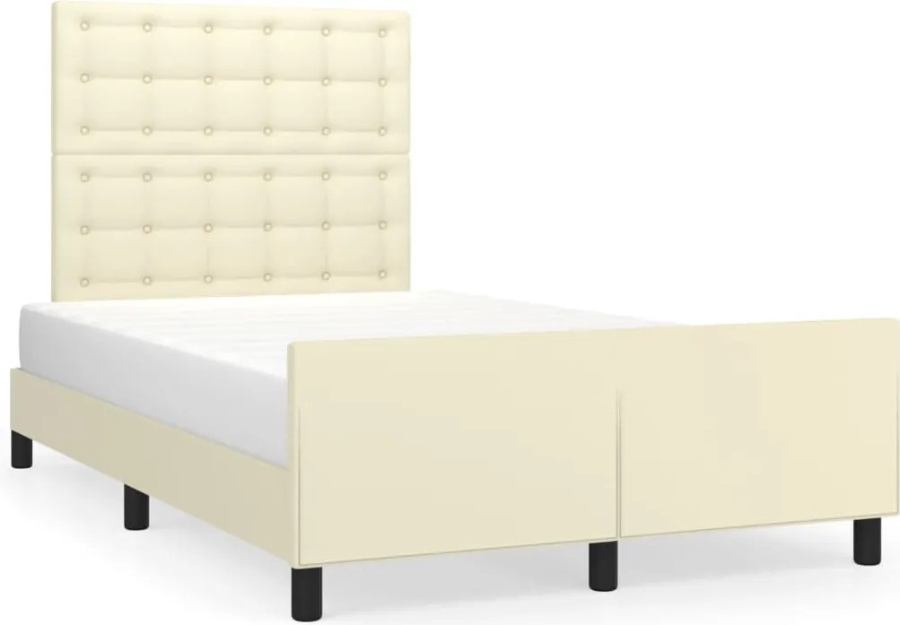 vidaXL Cadru de pat cu tăblie, crem, 120x200 cm, piele ecologică
