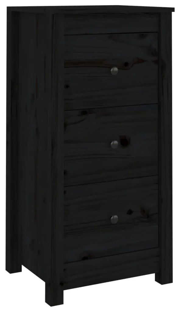 813747 vidaXL Servantă, negru, 40x35x80 cm, lemn masiv de pin