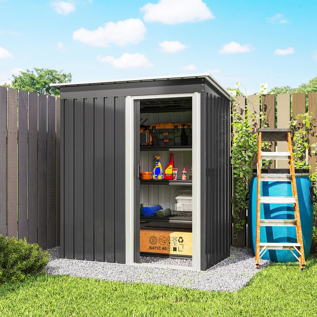 Outsunny Magazie Scule Cu Usa Glisanta Negru Usor De Montat Cu 6 Compartimente Stil Modern 163x89x182 cm | Aosom Romania