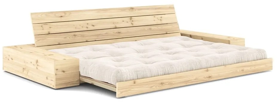 Canapea albă extensibilă cu tapițerie din catifea reiată 244 cm Base – Karup Design