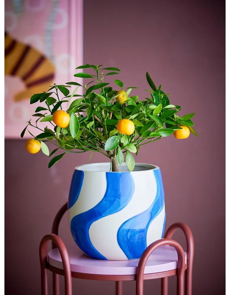 Ghiveci decorativ din gresie pictată manual ø 20,5 cm Romy – Bloomingville