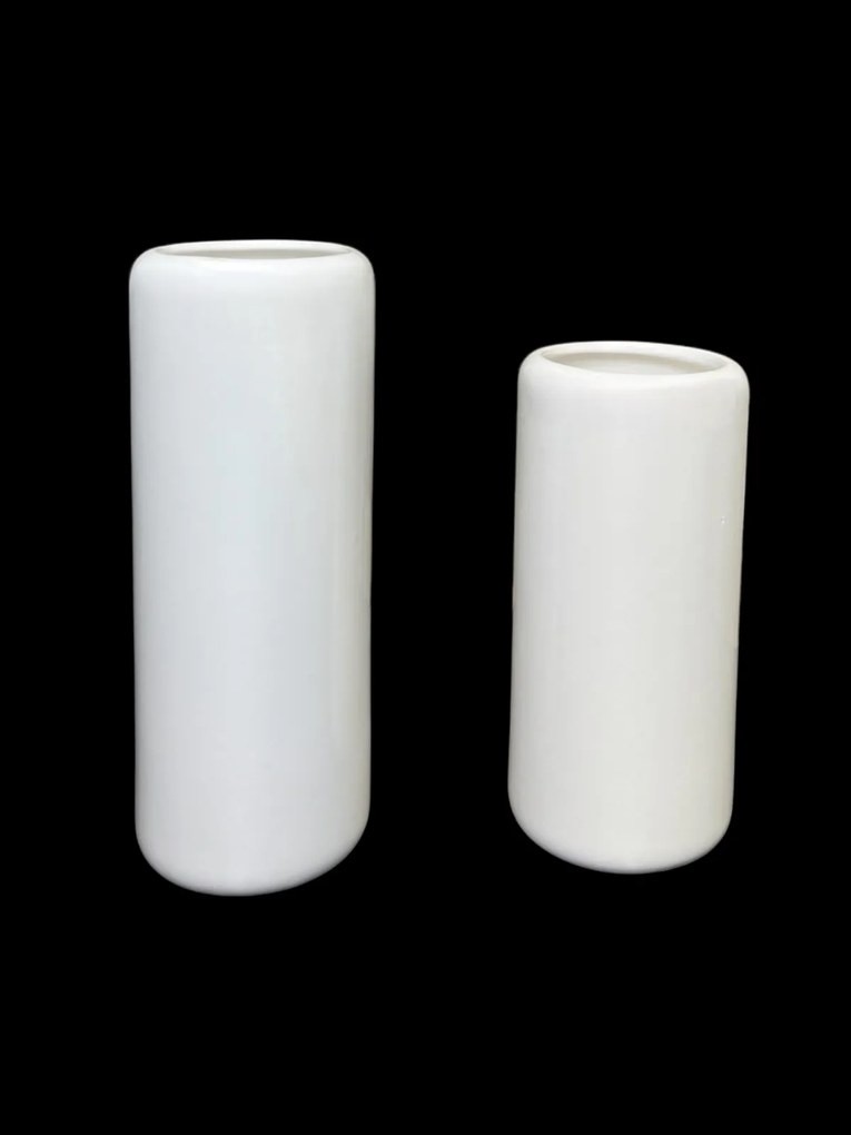 Set 2 Vaze Mari Flori Nobel Alb Casablanca (1 Vaza 28cm + 1 Vaza 23cm)