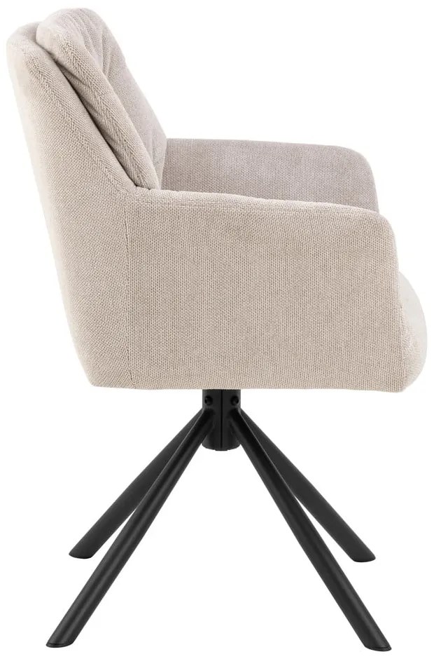 Scaun de sufragerie bej cu cotiere tapițat Alonso – Actona