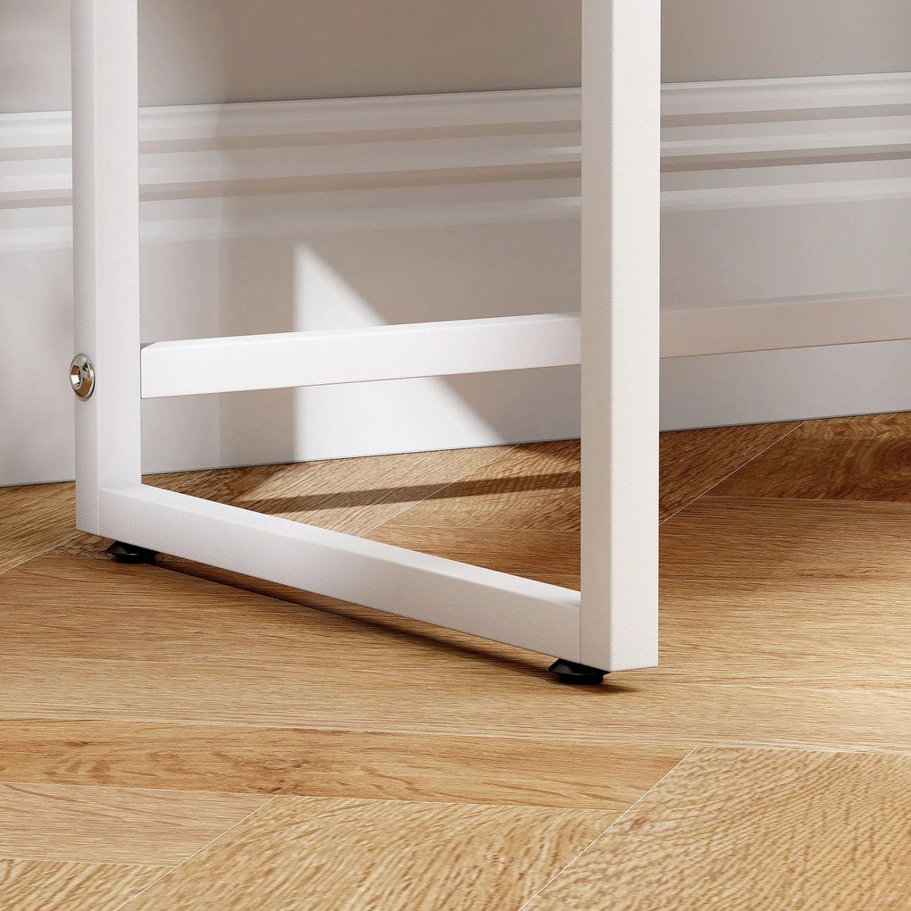 HOMCOM Set de 2 Noptiere Înguste cu 2 Sertare Deschidere la Presiune și Picioare din Oțel 40x30x55 cm Alb | Aosom Romania