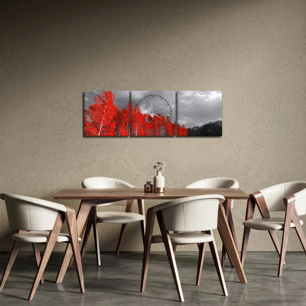 Tablou - Copaci în culorile toamnei (cu ceas) (90x30 cm)