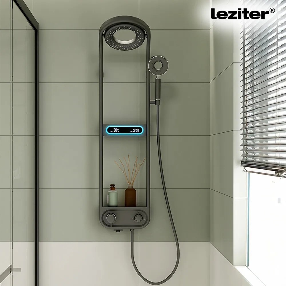 Set de duș digital Tropic cu baterie termostatică, gri