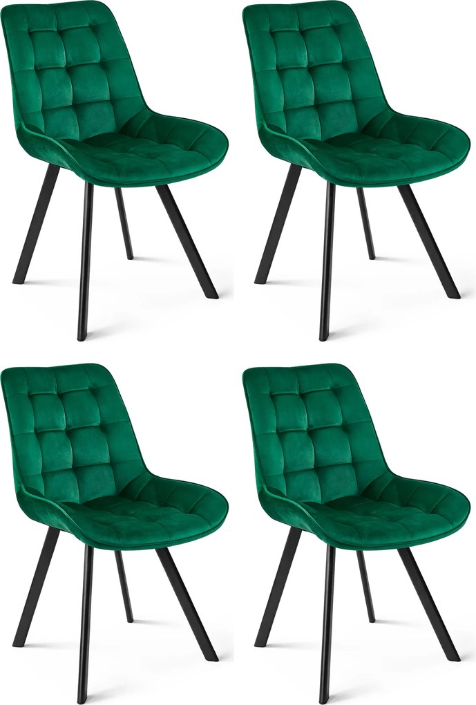 Scaun de masa SORIA VELVET cu picioare negre, verde