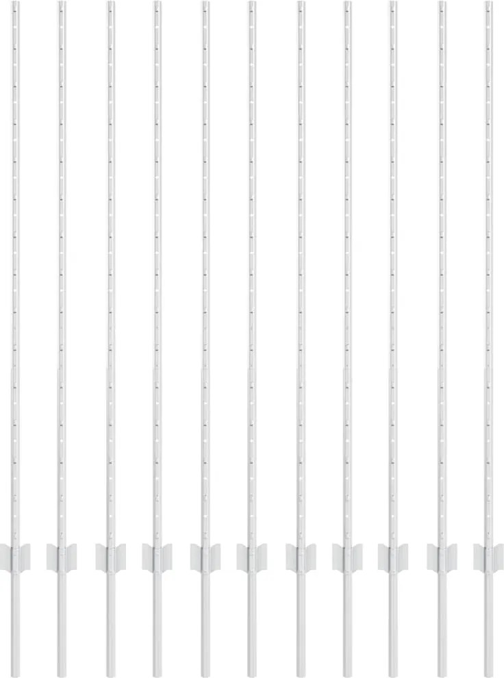 vidaXL Stâlp de gard. 11 pcs Argintiu 140 cm Oțel