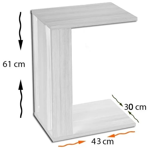 Măsuță laterală PASIFIC 61x43 cm albă