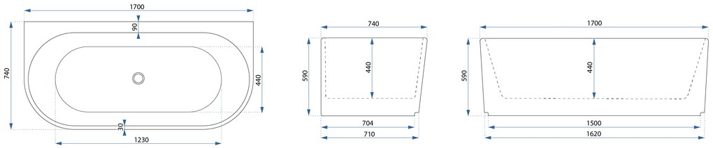 Cada din acril freestanding CORSO 170cm