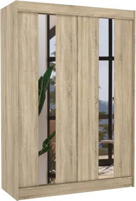 Dulap cu usi glisante si oglinda 150x215 cm, Balton, ADRK Furniture (Culoare: Sonoma)