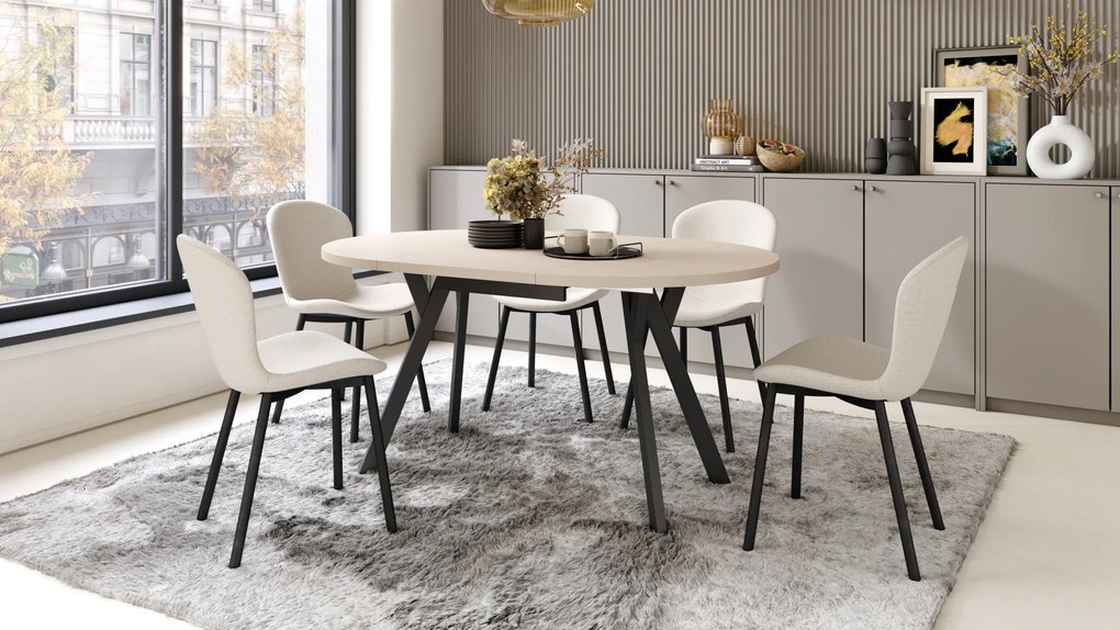 MAZZONI EXPORT FIORA Bej (material Basel 24) - SCAUN MODERN TAPIȚAT PENTRU SALON/SUFRAGERIE LOFT