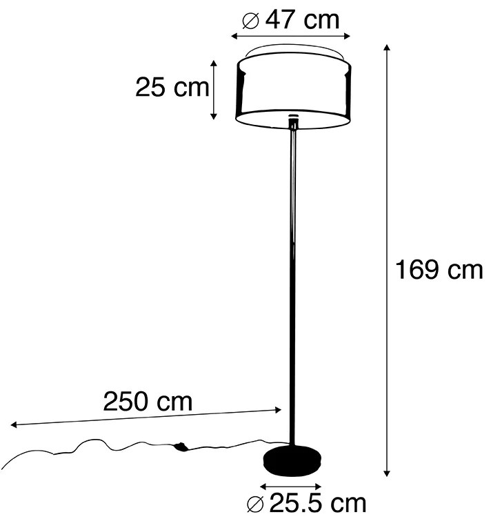 Lampă de podea de design din oțel cu abajur negru și alb 47 cm - Simplo