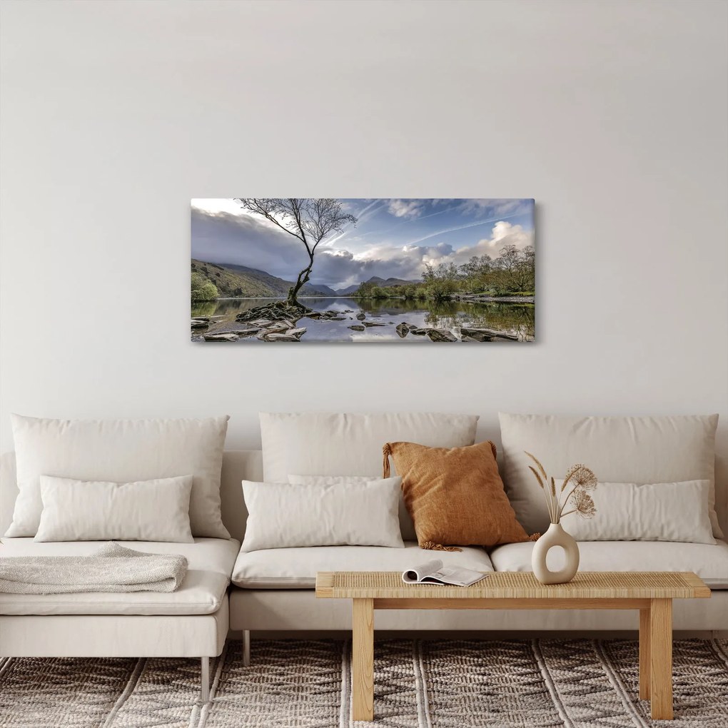 Tablou cu râu și copac (120x50 cm)
