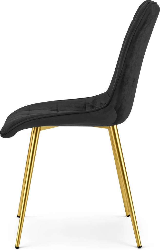 Scaun de masa SPLIT VELVET cu picioare aurii, negru